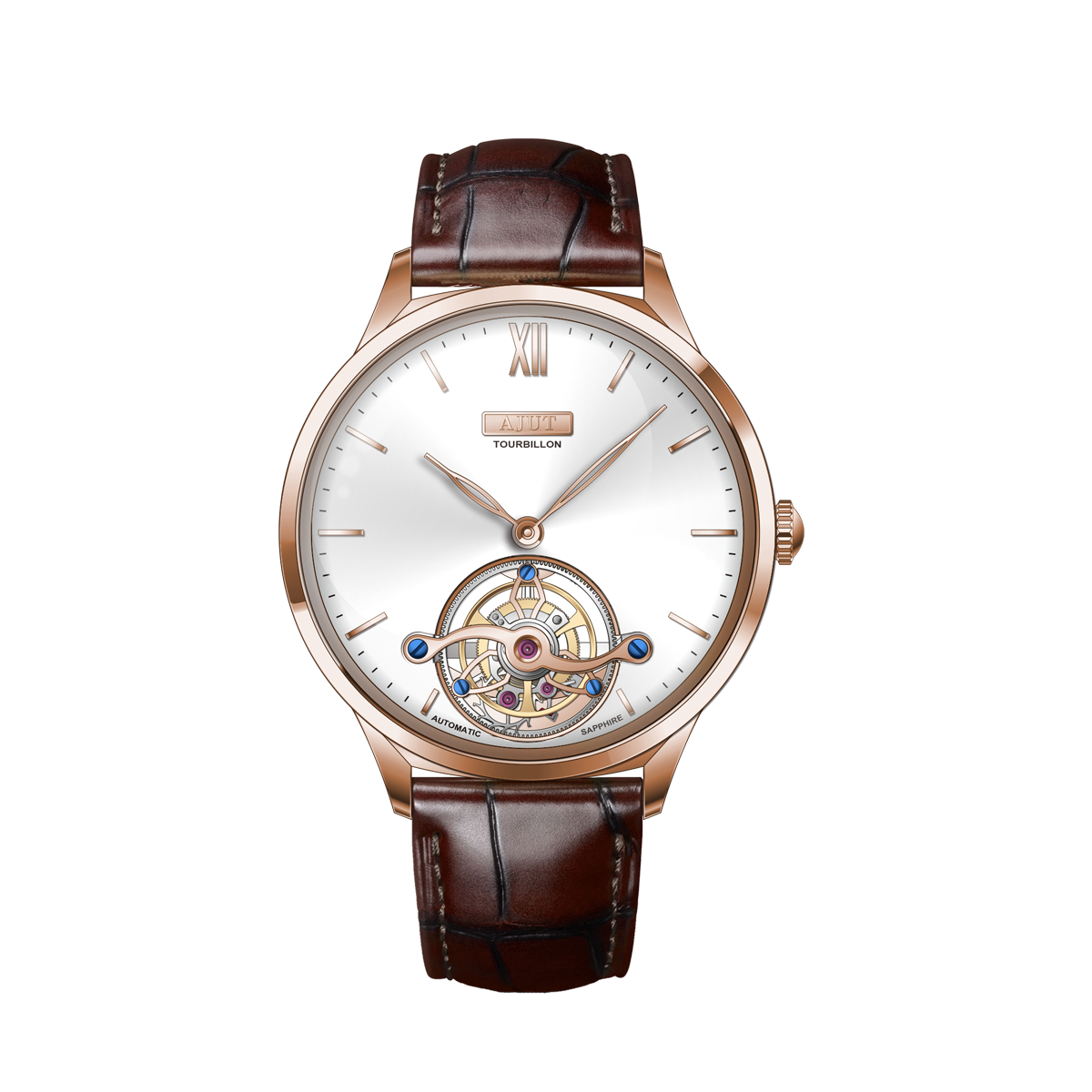 AJUT Sunburst Tourbillon Ladies Watch Enamel Face 50m Waterproof TAL0345
