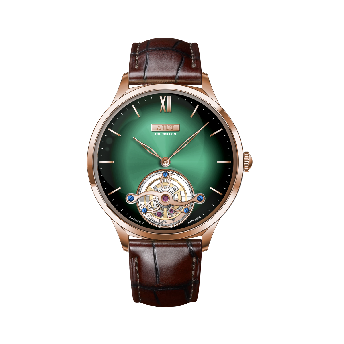 AJUT Sunburst Tourbillon Ladies Watch Enamel Face 50m Waterproof TAL0345
