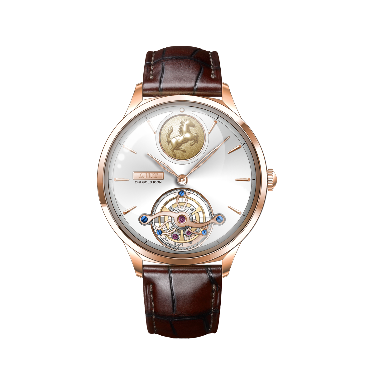 AJUT 24K Gold Zodiac Horse Automatic Tourbillon Ladies Watch TAL0352