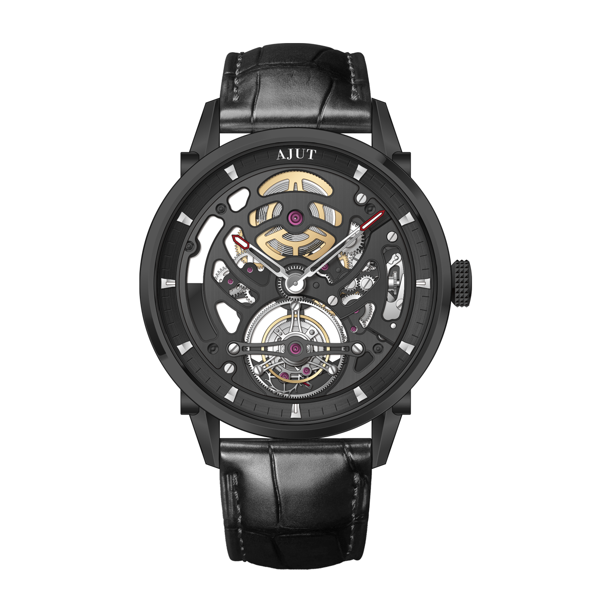 AJUT hollow sapphire automatic tourbillon mechanical men's watch 48 hours power TAM0343