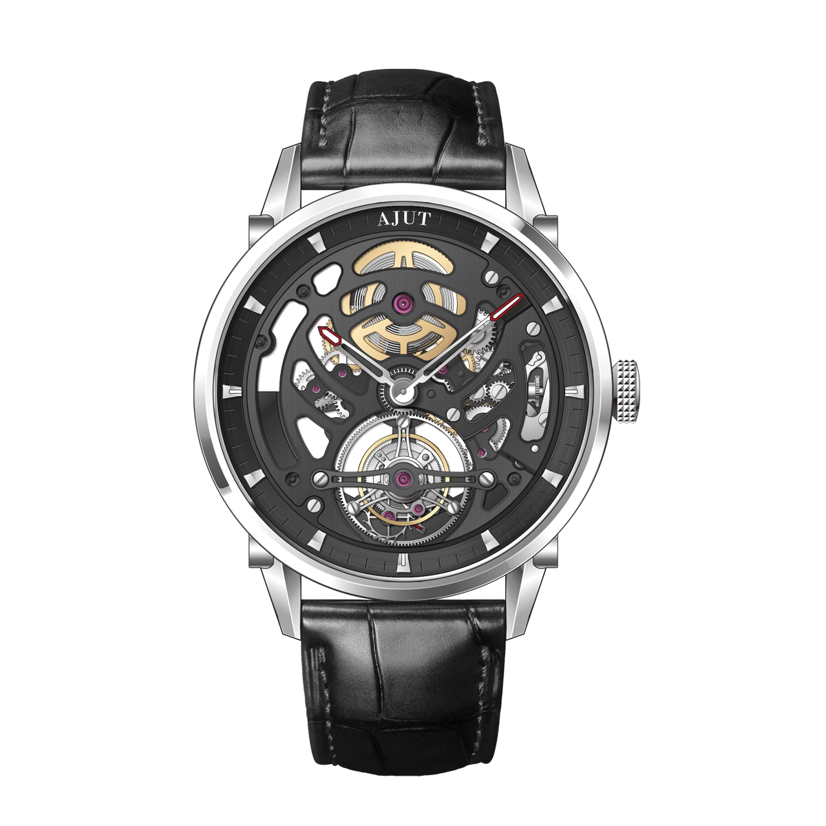 AJUT hollow sapphire automatic tourbillon mechanical men's watch 48 hours power TAM0343