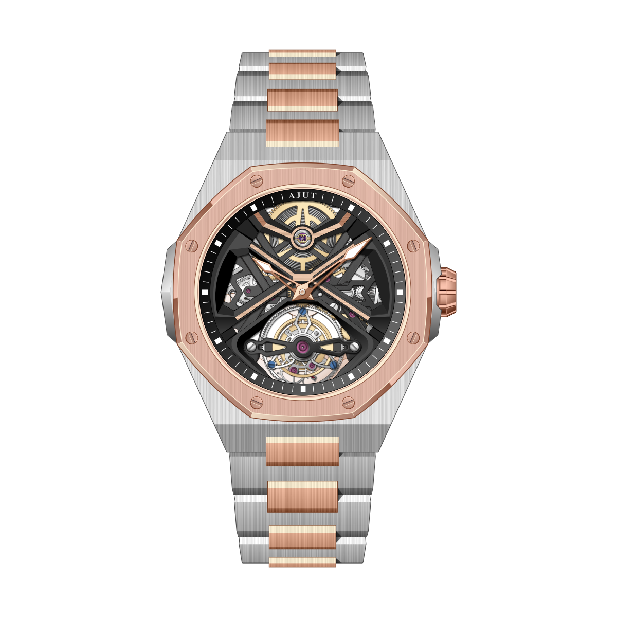 AJUT skeleton automatic winding tourbillon mechanical movement stainless steel TAM0517