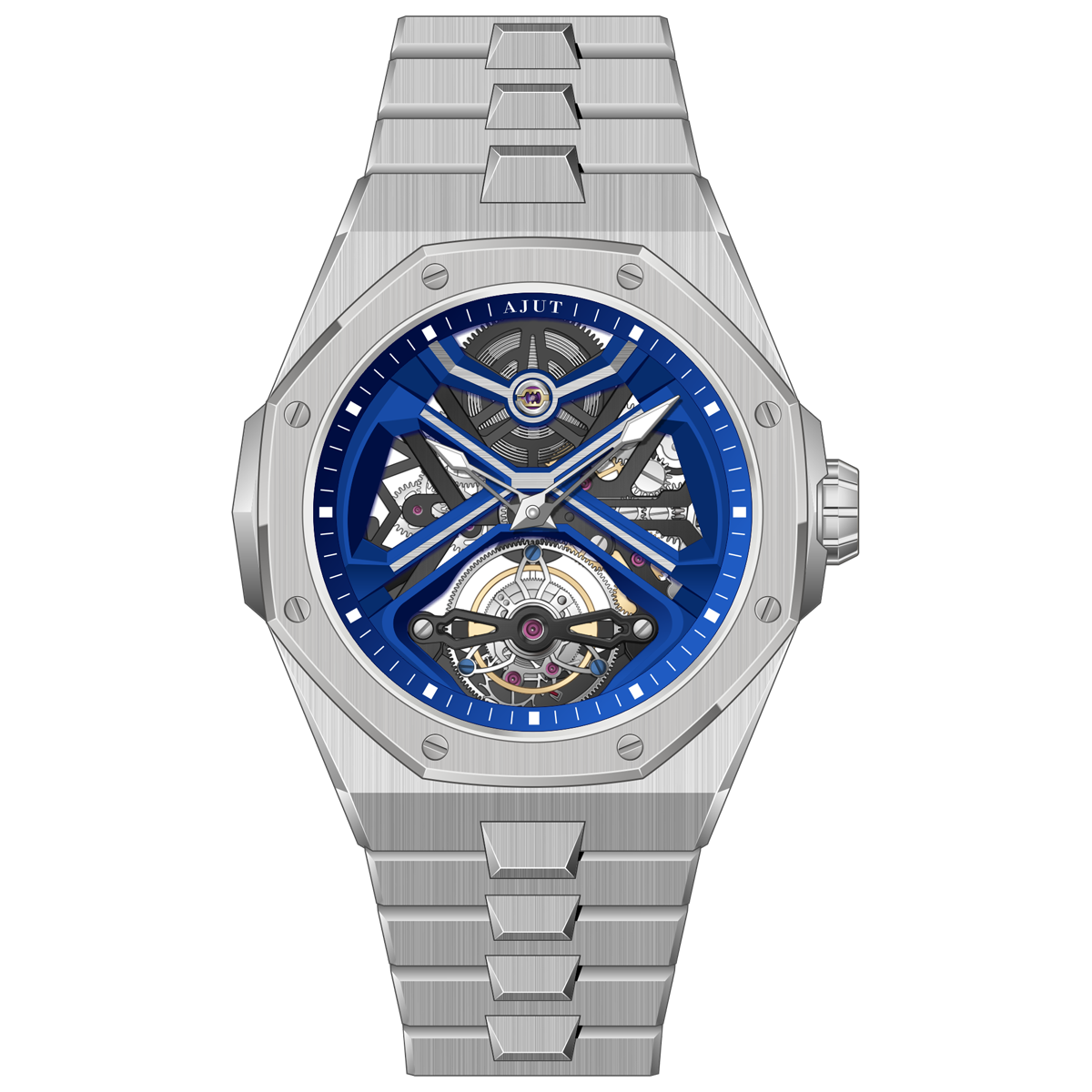 AJUT skeleton automatic winding tourbillon mechanical movement stainless steel TAM0517