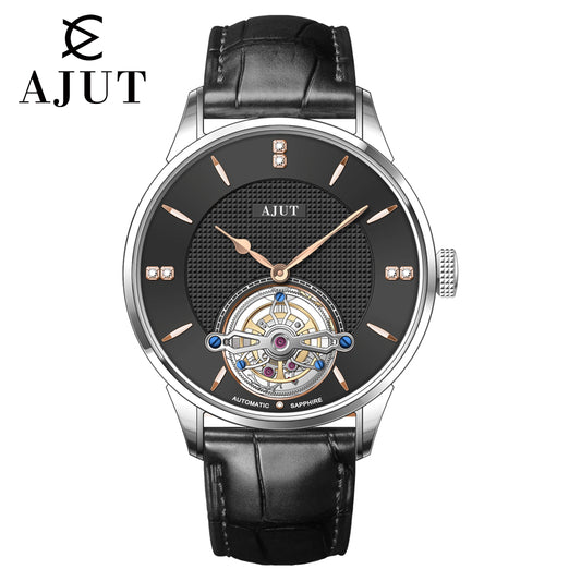 AJUT automatic tourbillon watch mens sapphire hollow movement flying tourbillon watches for man sapphire simple style 0253