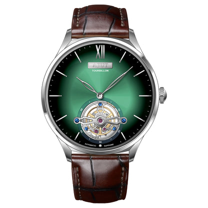 AJUT automatic tourbillon movement men watch vintage sapphire glass simple dial self wind mechanical watches for men Business 0345