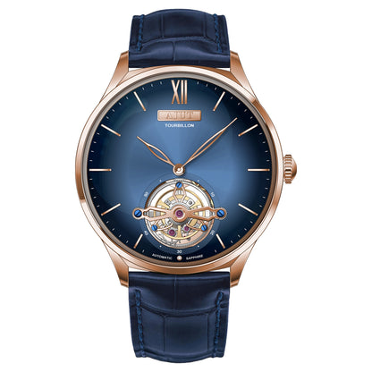 AJUT automatic tourbillon movement men watch vintage sapphire glass simple dial self wind mechanical watches for men Business 0345