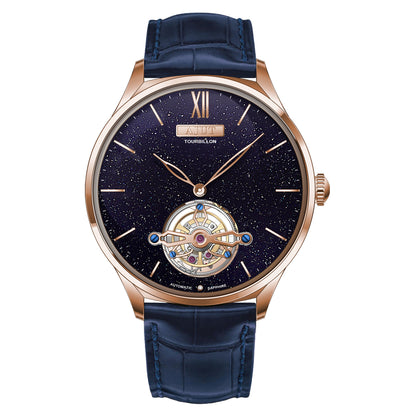 AJUT automatic tourbillon movement men watch vintage sapphire glass simple dial self wind mechanical watches for men Business 0345