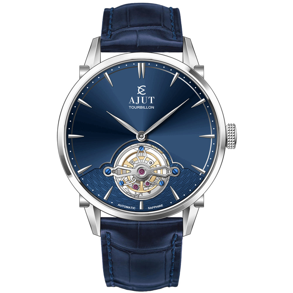 AJUT Luxury Automatic Tourbillon Watch For Men Self Winding Mechanical Movement Business Tourbillon Man Watches Sapphire 0358