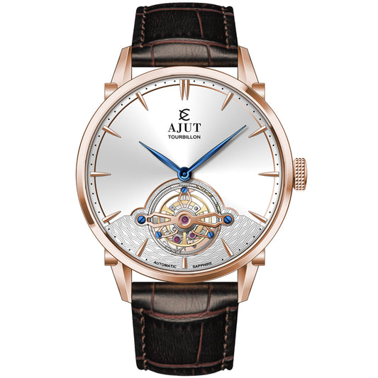 AJUT Luxury Automatic Tourbillon Watch For Men Self Winding Mechanical Movement Business Tourbillon Man Watches Sapphire 0358