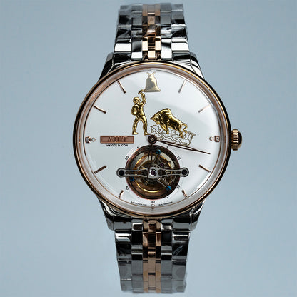AJUT luxury automatic tourbillon movement watches for men mechanical sun-patterned surface with 24K gold figures man watch 0375