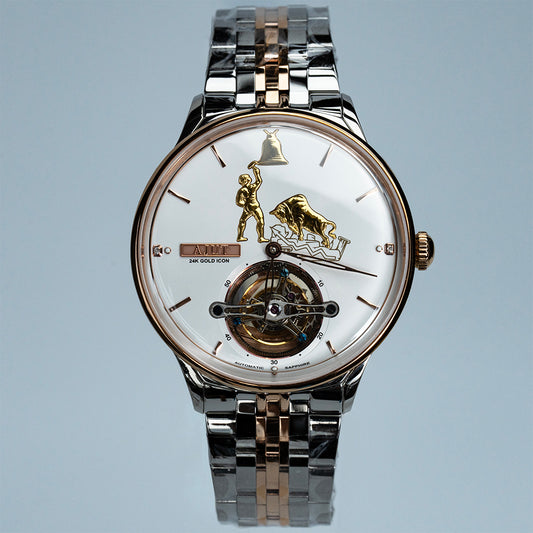 AJUT luxury automatic tourbillon movement watches for men mechanical sun-patterned surface with 24K gold figures man watch 0375