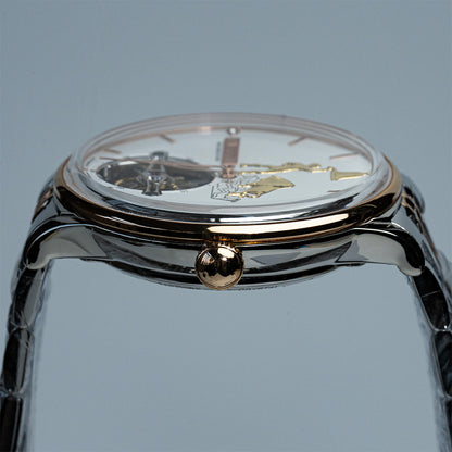 AJUT luxury automatic tourbillon movement watches for men mechanical sun-patterned surface with 24K gold figures man watch 0375