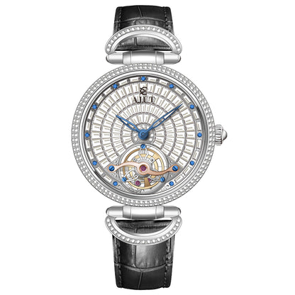 AJUT Automatic Tourbillon Movement Women Watches Sapphire Full Diamond Self Winding Mechanical Ladies Watch Luxury Fashion 0397L