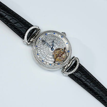 AJUT Automatic Tourbillon Movement Women Watches Sapphire Full Diamond Self Winding Mechanical Ladies Watch Luxury Fashion 0397L