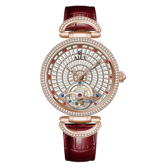 AJUT Automatic Tourbillon Women Watchtrape zoidal zircon mechanical ladies watch 0397L