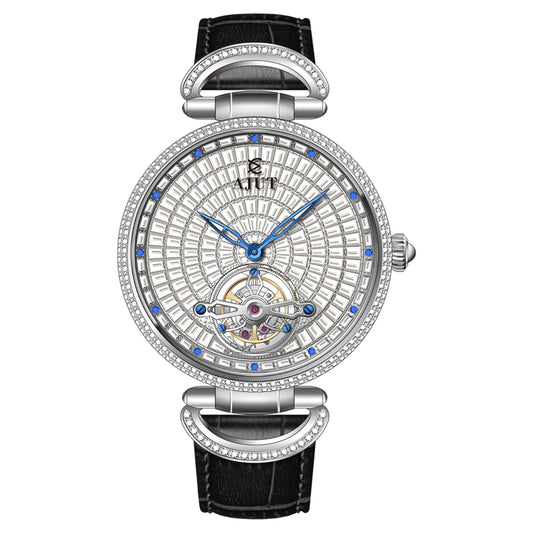 AJUT Flying Automatic Tourbillon Movement Man Watch 0397 Mechanical Full Zircon Sapphire