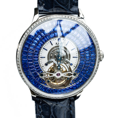 AJUT Automatic Tourbillon Movement Watches For Man Sapphire Square Zircon Dial Flying Mechanical Men's Watch 0398M