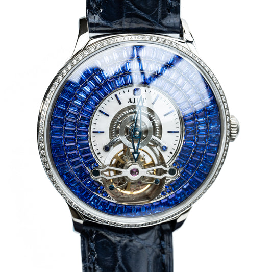 AJUT Automatic Tourbillon Movement Watches For Man Sapphire Square Zircon Dial Flying Mechanical Men's Watch 0398M