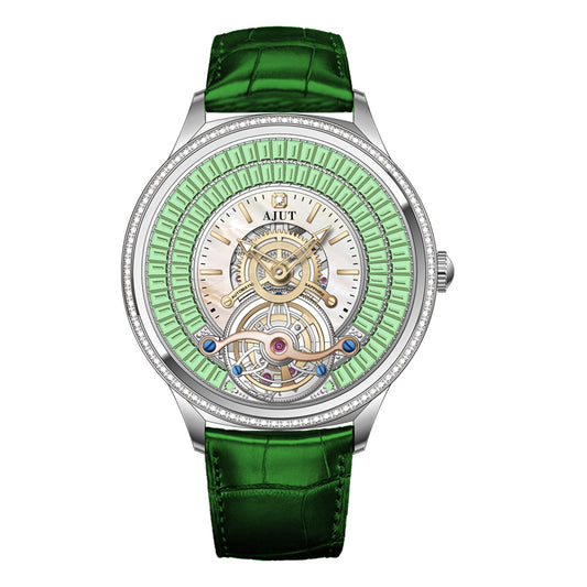AJUT Automatic Tourbillon Mechanical Women Watch Luxury inlaid With Star-shaped Ladies Watch 0398L