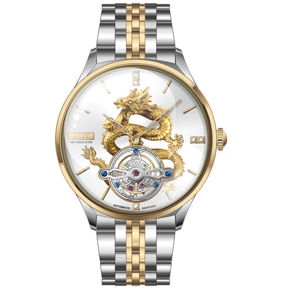 AJUT Automatic Tourbillon Movement Men Watch Sapphire Mirror Dragon Dial Mechanical Watches For Men 0501
