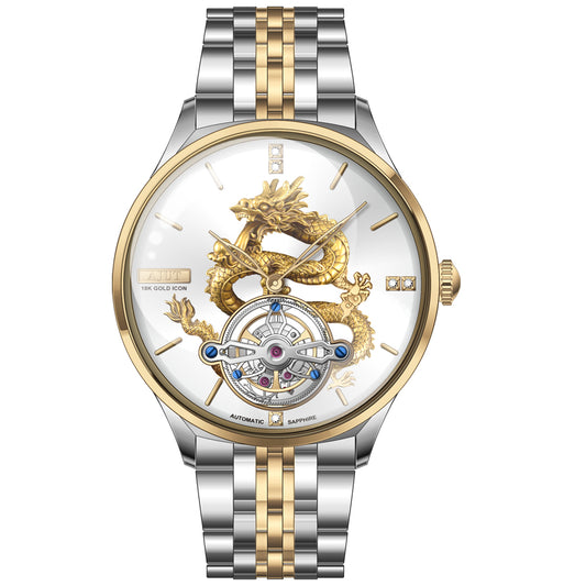 AJUT Automatic Tourbillon Movement Men Watch Sapphire Mirror Dragon Dial Mechanical Watches For Men 0501
