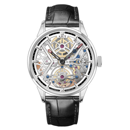 AJUT automatic tourbillon mechanical skeleton mens watch sapphire mirror waterproof hollow luxury man wristwatches 0508