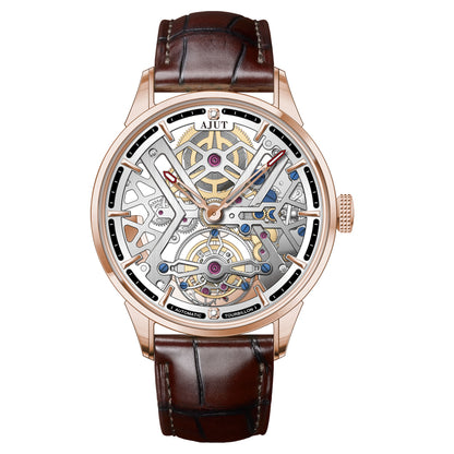 AJUT automatic tourbillon mechanical skeleton mens watch sapphire mirror waterproof hollow luxury man wristwatches 0508