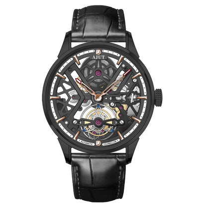 AJUT automatic tourbillon mechanical skeleton mens watch sapphire mirror waterproof hollow luxury man wristwatches 0508