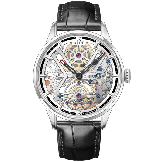 AJUT Automatic Tourbillon Mechanical Watches For Men Luxury Hollow Dial Men Watch Fashion 0508