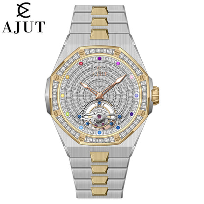 AJUT Starry Sky Stainless Steel Automatic Winding Mechanical Watch Waterproof TAM0524