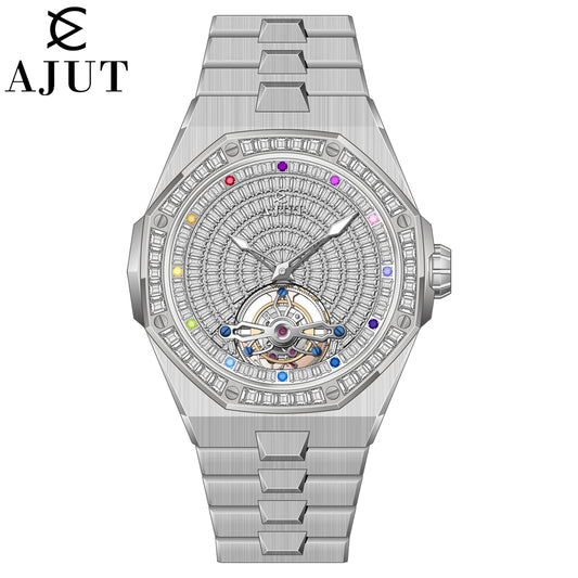 AJUT tourbillon automatic movement watches for man sapphire glass starry sky dial luxury flying mechanical Men's watch 0524