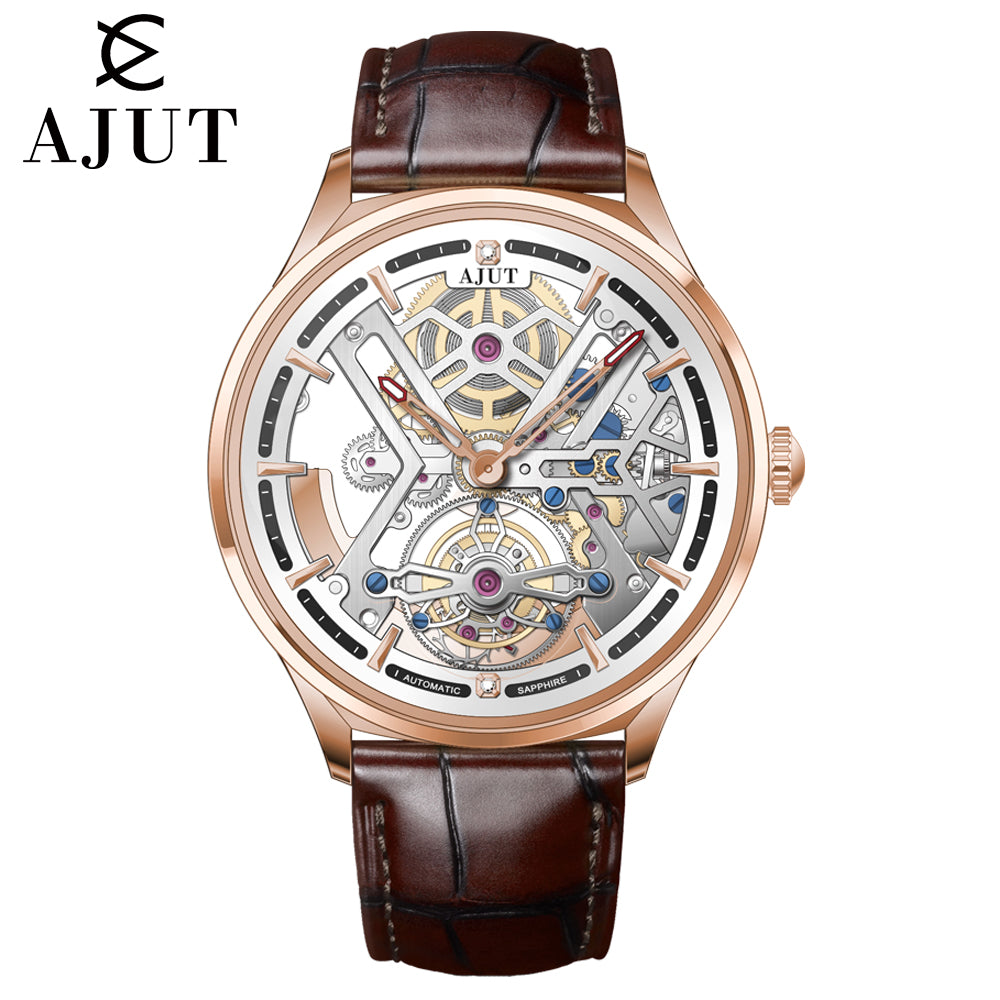 AJUT automatic tourbillon movement watch man sapphire glass hollow surface mechanical watches for men 0545