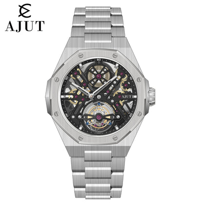 AJUT watch men automatic tourbillon mechanical movement watches man sapphire glass skeleton dial wristwatches 0550