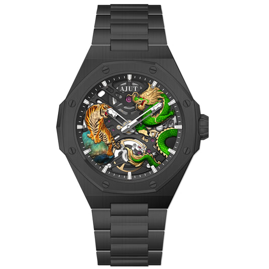 AJUT Automatic Mechanical Men's Watch Sapphire Mirror 316L Stainless Steel Self Wind Movement Watches For Man 0576