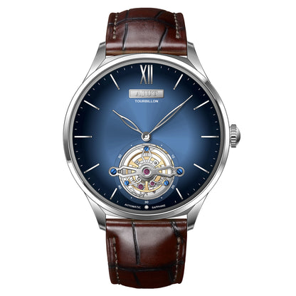 AJUT automatic tourbillon movement men watch vintage sapphire glass simple dial self wind mechanical watches for men Business 0345