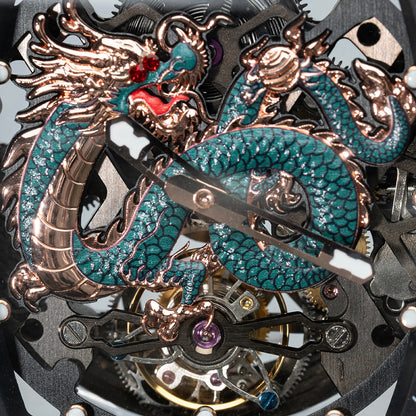 AJUT Automatic Tourbillon Movement Watches For Men Crystal Case Dragon Dial Luxury Self Winding Mechanical Man Watch 0571