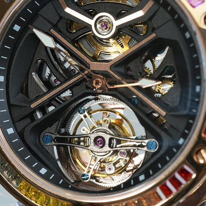 AJUT K9 transparent crystal case watches for men automatic tourbillon movement luxury man watch 0523