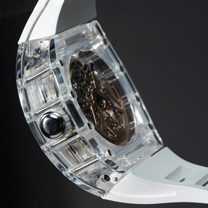 AJUT Automatic Tourbillon Movement Watches For Men Crystal Case Dragon Dial Luxury Self Winding Mechanical Man Watch 0571