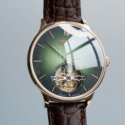 AJUT automatic tourbillon movement men watch vintage sapphire glass simple dial self wind mechanical watches for men Business 0345