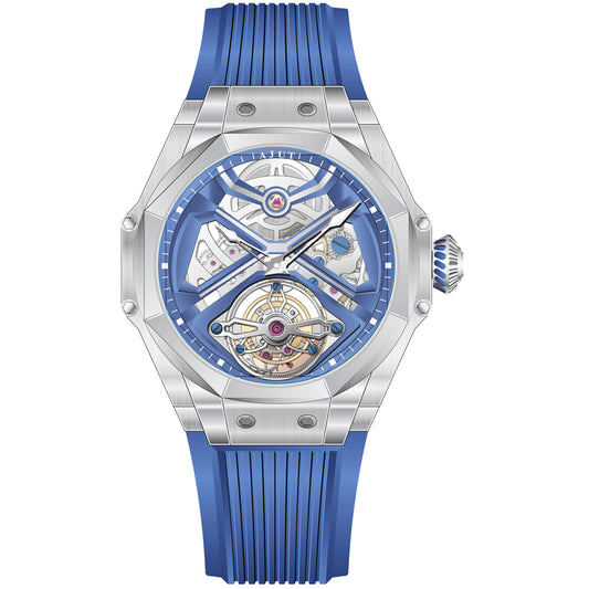 AJUT Automatic Skeleton Tourbillon Movement Watches Men Sapphire Steel Mechanical Luxury Wristwatch 0370
