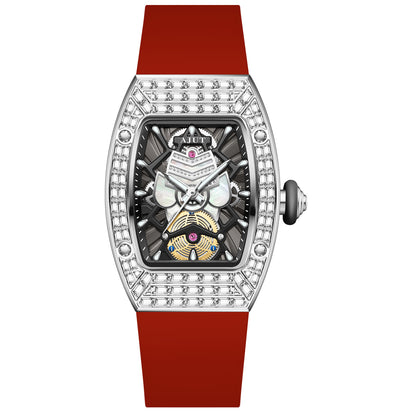 AJUT Quartz Movement Watches For Woman Sapphire With Square Zircon Bezel Quartz Ladies Watches Luxury 1140