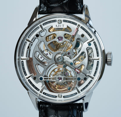 AJUT automatic tourbillon mechanical skeleton mens watch sapphire mirror waterproof hollow luxury man wristwatches 0508