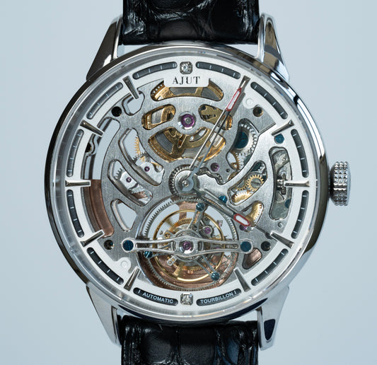 AJUT automatic tourbillon mechanical skeleton mens watch sapphire mirror waterproof hollow luxury man wristwatches 0508