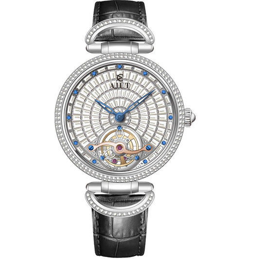 AJUT Automatic Mechanical Watch For Men Full Zircon Sapphire Flying Tourbillon Movement Man Watches 0397