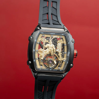 AJUT Tourbillon Movement Man Watch Automatic Tourbillon Skeleton Mechanical Sapphire With Diamonds Watches for men 316L Stainless Steel Case 0566