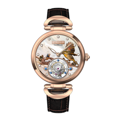 AJUT Luxury Tourbillon Ladies Watch Sapphire with diamonds Women Watch TAL0312