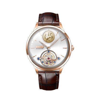AJUT 24K Gold Zodiac Horse Women Watches Automatic Tourbillon Ladies Watch TAL0352